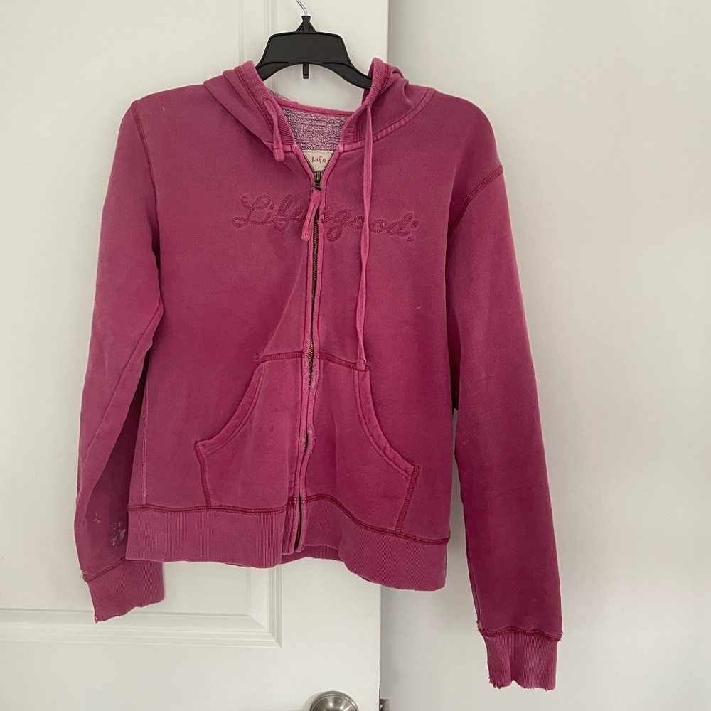 Life is Good Pink Full Zip Hoodie with Pockets